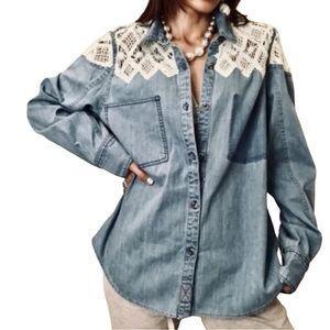 Free People Denim Fields Shirt NWT Sz XS MSRP $128